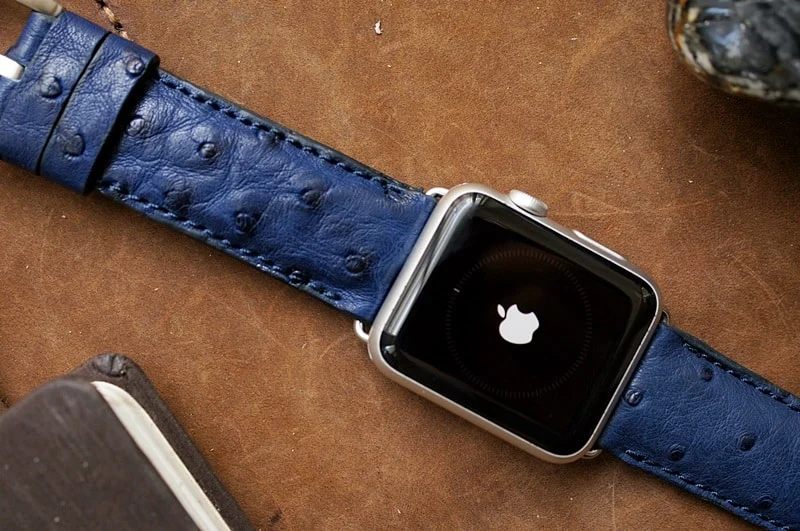 Handgefertigtes Uhrenarmband 2 aus Straußenbauchleder inkl. Bandadapter und Schließe für Apple Watch Serie 1 2 3 4 – Bild 4